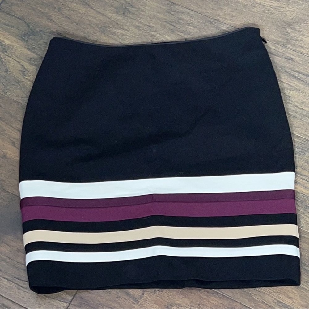 WHITE HOUSE BLACK MARKET Color Block Boot Stripe Mini Pencil Skirt Size 2 NWOT